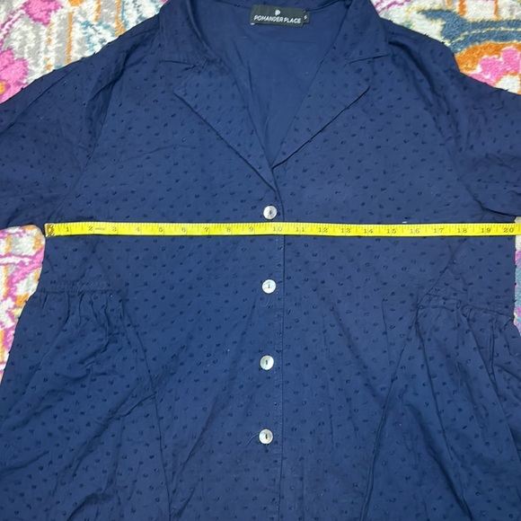 Tuckernuck Pomander Place Navy Blue Swiss Dot
Scarlett Button Down Shirt Size S - Picture 5 of 7